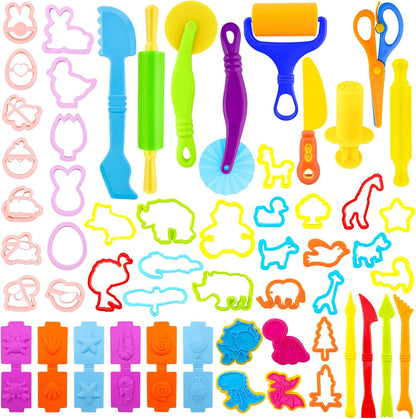 Dough Tools for Kids,9-Piece Kids Clay and Dough Tool Kit– Includes Roller, Rolling Pins, Cutting Tools, Safe Scissors & Plastic Knife for Fun DIY Craft Activities