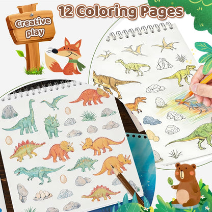Animal Sticker Book for Toddlers 2-4 Years Sticker Activity Book for Kids with 12 Scenes & 12 Coloring Pages Toddler Travel Essential Quiet Time Activities