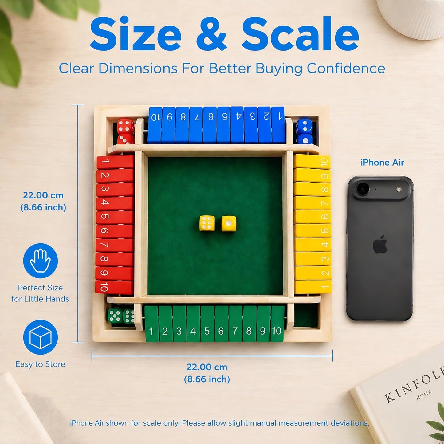 Shut The Box Game, Wooden Number Flip Board Dice Tabletop Toys for 2-4 Player, Math Educational Learning Tools for Kids Adults, Classic Pub Family Game Night Party Activity, Camping