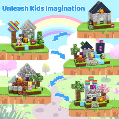Magnetic Blocks Toys for Kids, 100 PCS Building Blocks Cubes, Stacking Magnetic Tiles Toys for Kids Toddlers Boys Girls Ages 3 4 5 6 7 8-12 Birthday Gifts Party Supplies (Underworld)