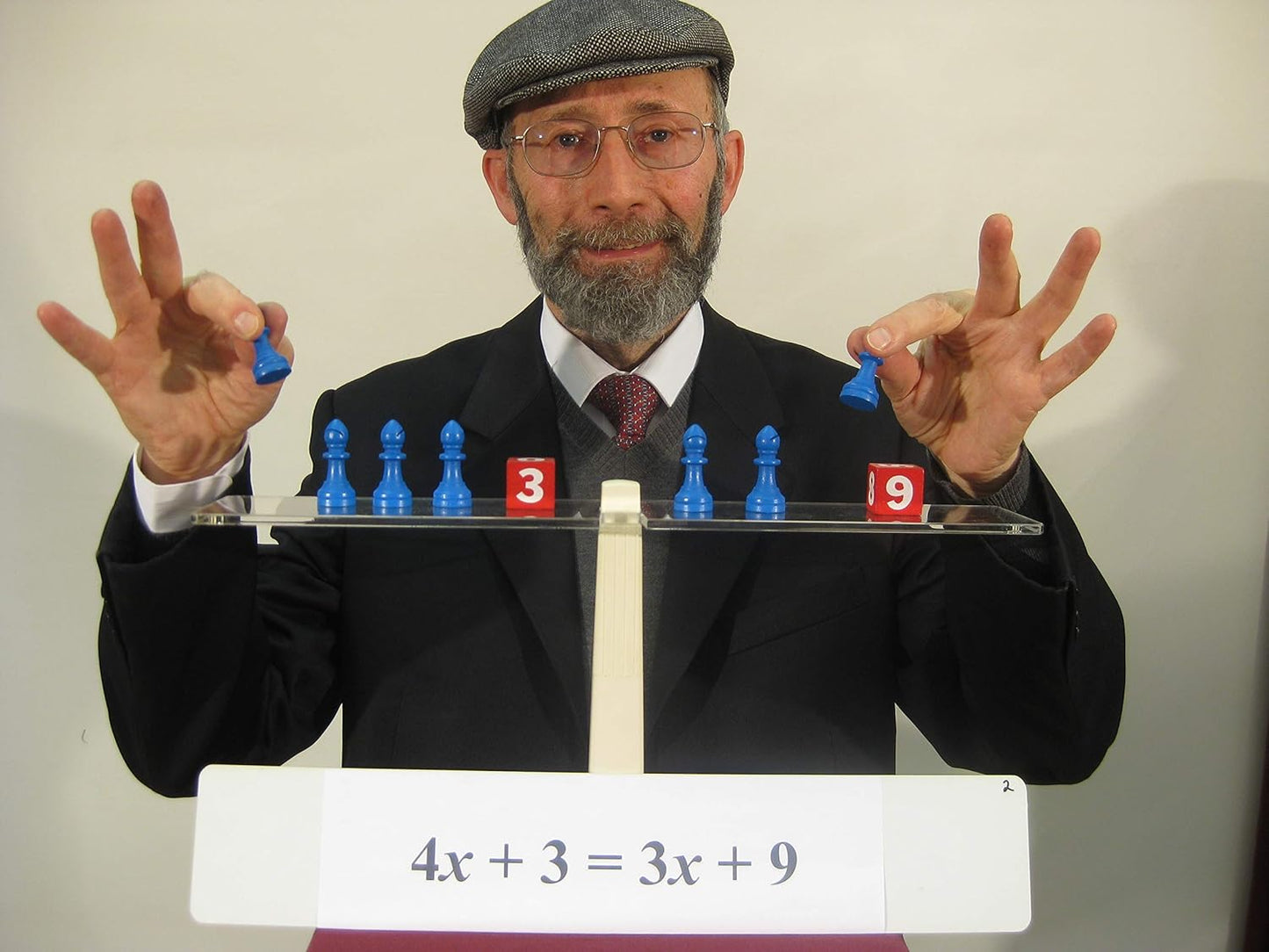 Hands-On Equations® Class Set for Teacher and 10 Students. Includes The Teacher Demonstration Balance Scale and Game Pieces and 10 Sets of Student Manipulatives. Grade 3 and up.