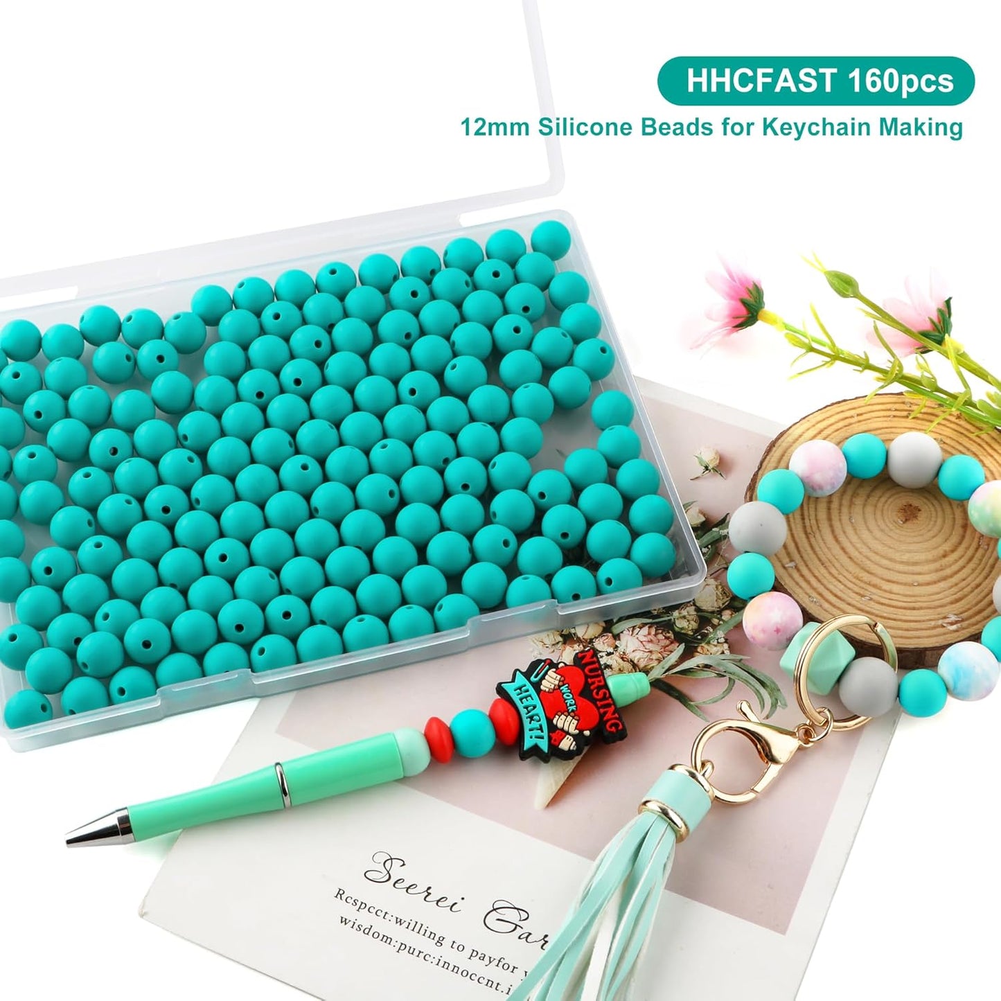 65Pcs 19mm Silicone Beads for Keychain Making Bracelet Necklace, Bulk Round Silicone Beads for Pens（Christmas Green） - Colors A