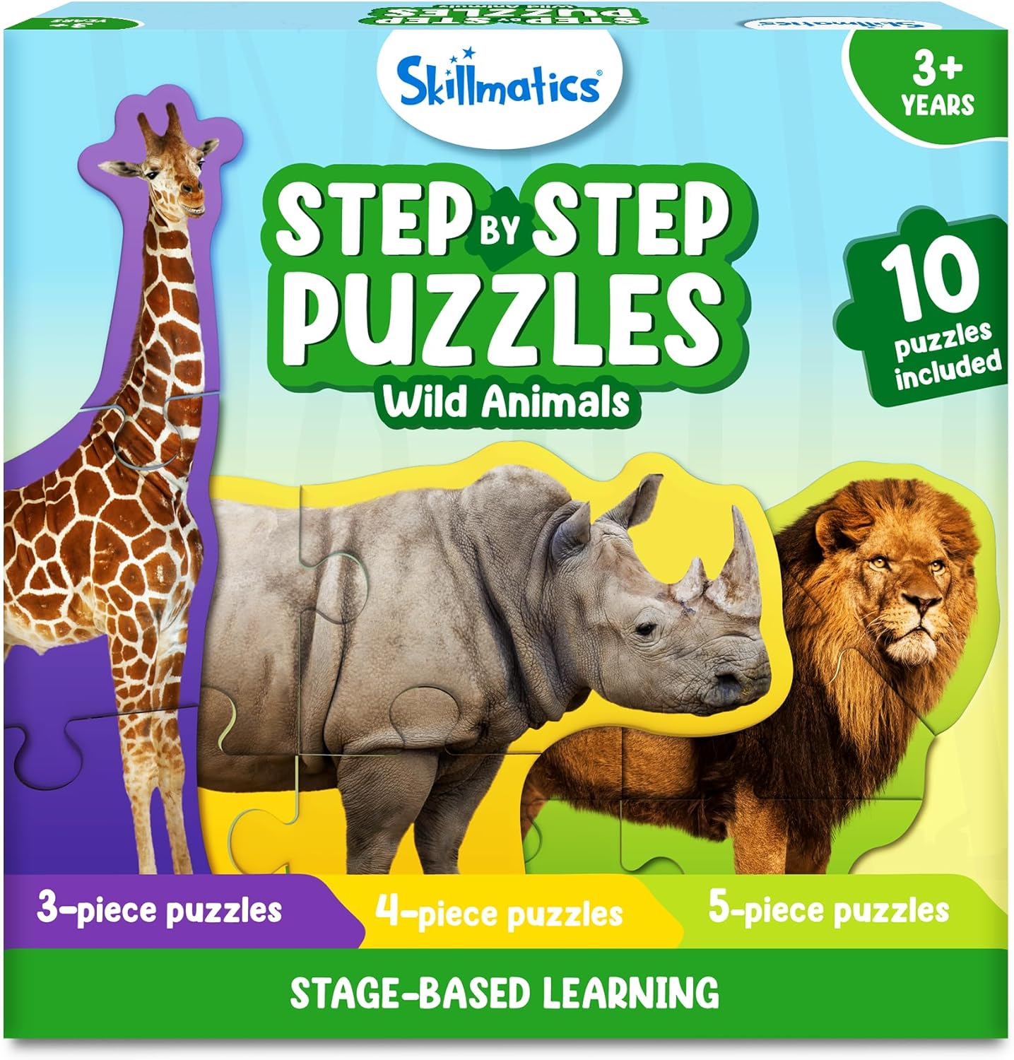 Skillmatics Step by Step Puzzles - 40 Piece Jigsaw & Toddler Puzzle, Montessori Educational Toy for Boys & Girls, Farm Animals, Travel Friendly, Gifts for Kids Ages 3, 4, 5 and Up
