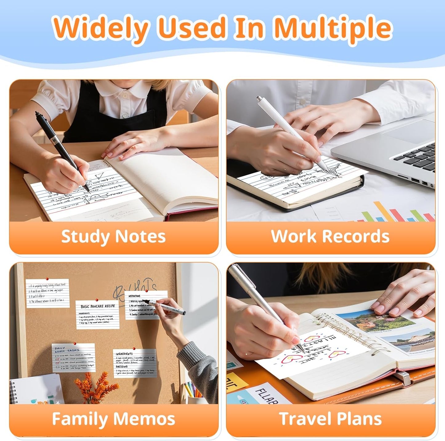 Index Cards 3x5 Inches, 300 PCS, Colored Flash Cards With Ring, Punched Lined Study Card Ruled Flashcards Notecards, Ruled Front And Blank Back, Note Card for School, College And Home