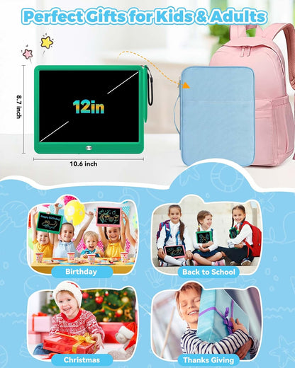KOKODI 15 Inch LCD Writing Tablet with Anti-Lost Stylus, Erasable Doodle Board Colorful Toddler Drawing Pad, Car Travel School Games Toys for 3 4 5 6 7 8 Kids, Birthday Gift for Girls Boys Blue