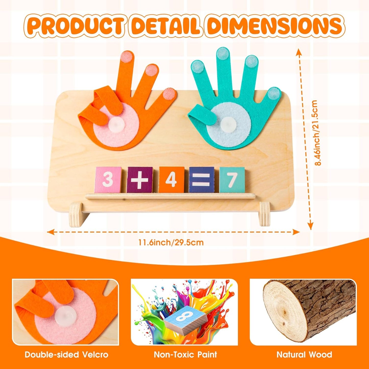 Preschool Learning Toys for Toddlers, Colorful Wooden Numbers Blocks, Finger Counting Montessori Toys for 3 4 5 Year Old