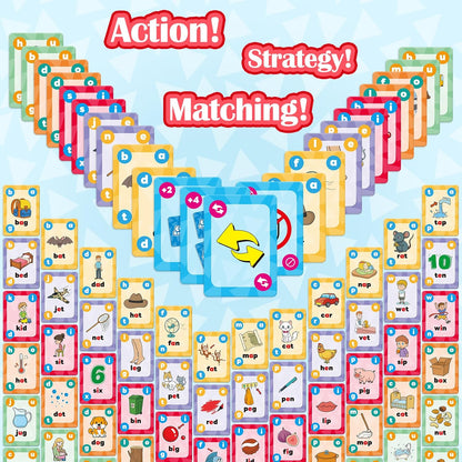 Broytain CVC Phonics Games for Toddlers,CVC Word Toy for Kids,Reading Card Game for Ages 4 5 6,Phonics Flash Cards to Learn Words,Educational Flashcards for Preschool Kindergarten, and Homeschool