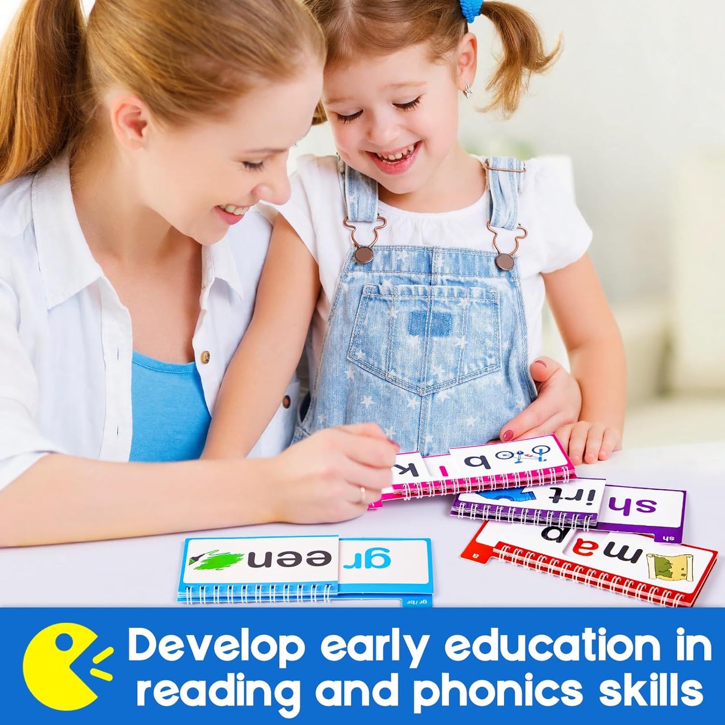 Word Family Build Book Phonics Flash Cards, 30 Read and Rhyme Flip Books, Sight Words Flash Cards Kindergarten, Learn to Read Flip Books for Kids Homeschool Preschool Classroom Must Haves
