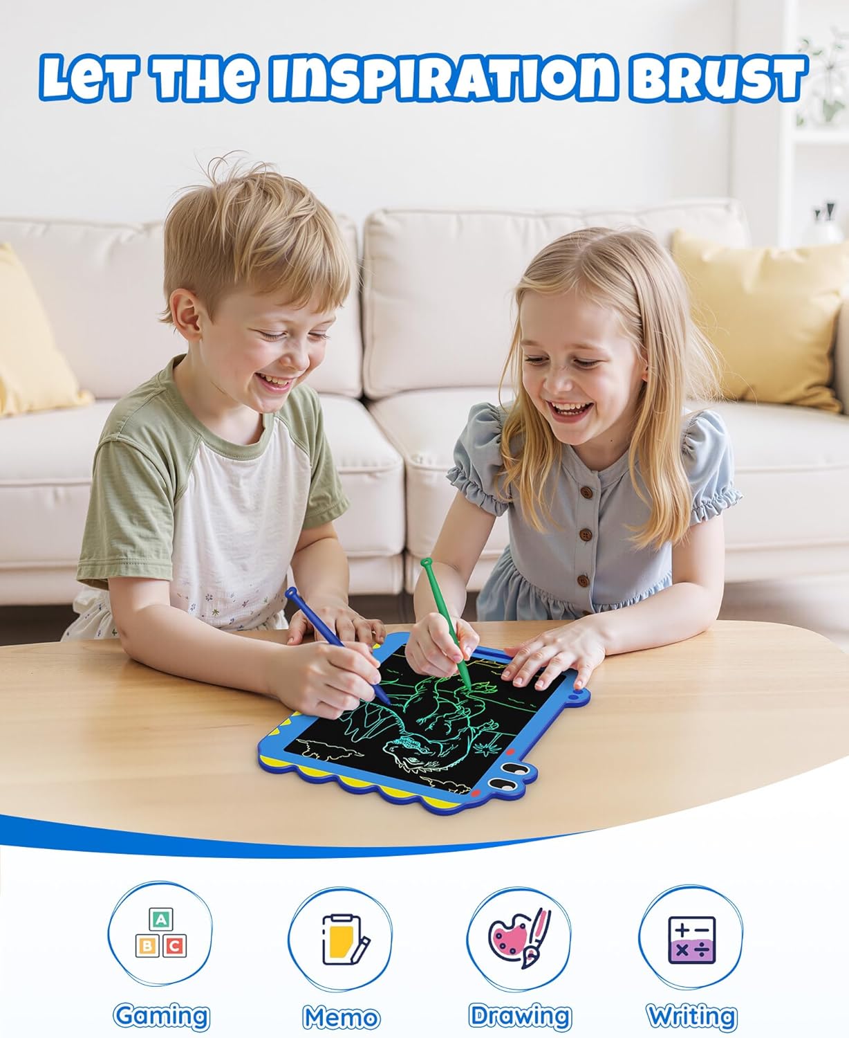 ORSEN 8.5 Inch Doodle Board Drawing Tablet - Dinosaur Toy Gift for Kids 3-7 Years Old