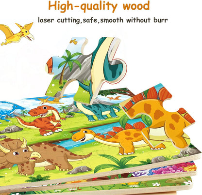Puzzles for Kids Ages 4-6 4-8, Wooden Jigsaw Puzzles 48-60 Pieces for Toddler Children Learning Educational Puzzles 4 5 6 7 8 Year Toys for Boys and Girls (6 Puzzles)