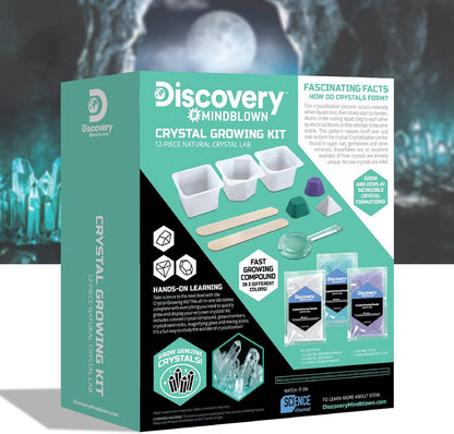 Discovery™ 12-Piece Lab Crystal Growing Kit, Grow Colored Crystals, Includes Mold Shapes and Magnifying Glass, Fun Chemistry and Geology Educational Science STEM Set