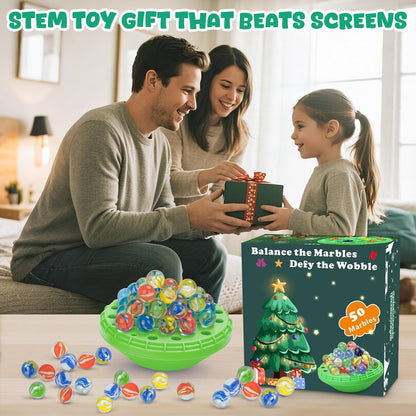 Marble Balance Game, Wobble Marble Stacking Game for Kids 6+, Family Games for Kids and Adults with Built-in Storage, Marbles Board Game for 1-4 Players, Fun Birthday Party Games Toys