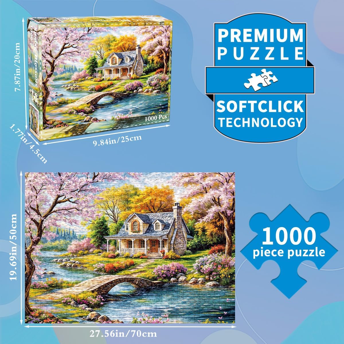 Jigsaw Puzzles for Adults 1000 Piece Puzzle for Adults 1000 Pieces Puzzle 1000 Pieces-Idyllic Rural Summer Landscape