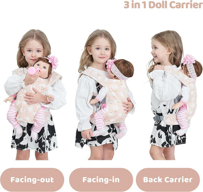 Miracle Baby Doll Carrier for Kids, Front and Back Baby Doll Accessories Backpack Kid Toddlers Play Toy Baby Carriers with Adjustable Straps for Little Girls
