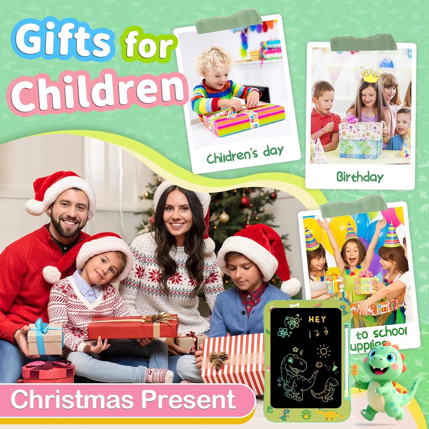 Genialba LCD Writing Tablet for Kids, Colorful Screen Drawing Board for 3-7 Year Old Boys & Girls - Educational Toys for Birthday & Christmas (Penguin)