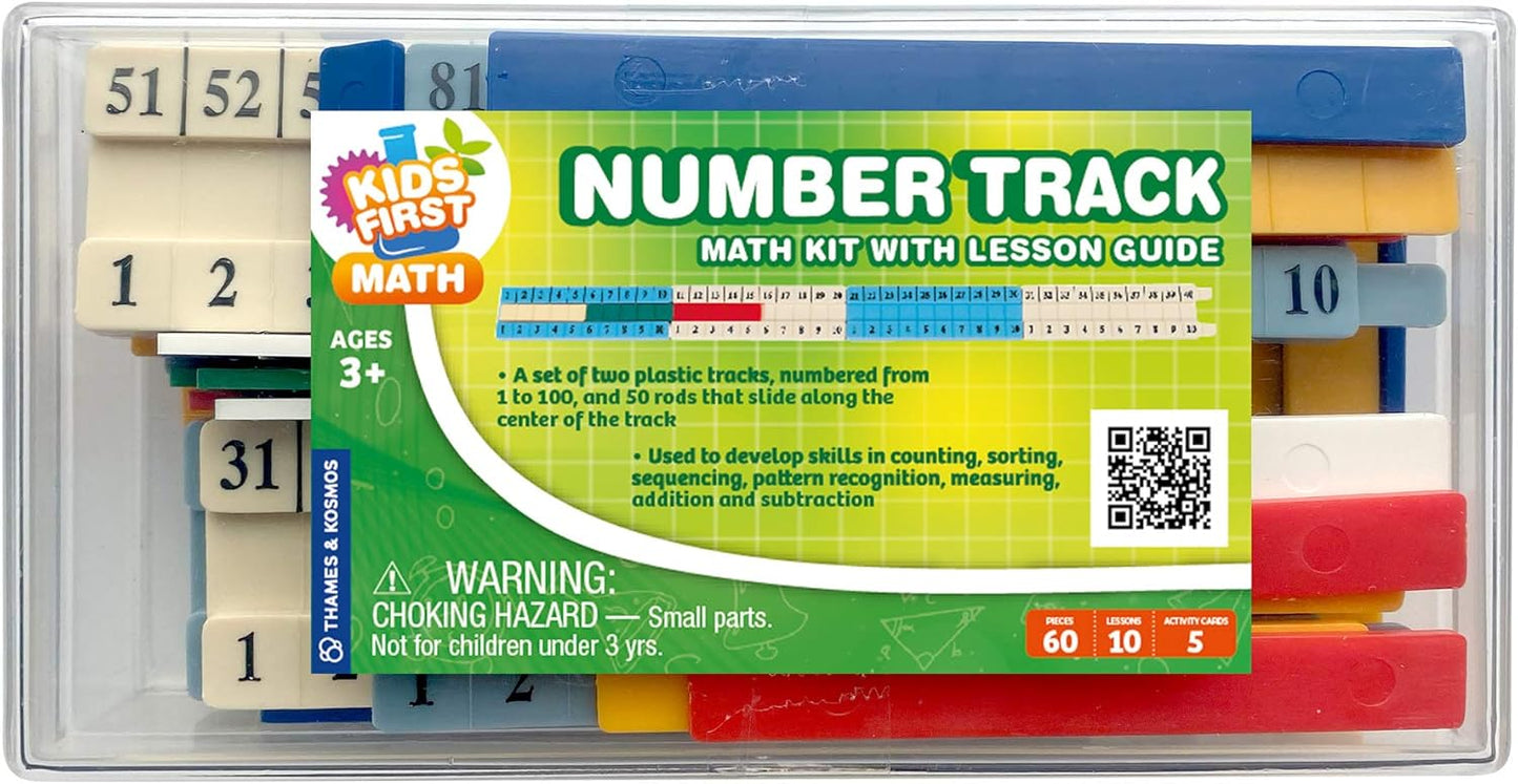 Kids First Math: Number Track Math Kit w/Lesson Guide | Develop Skills in Counting, Sorting, Sequencing, Pattern Recognition & More | Visual Hands-on Math for at-Home or Classroom Learning, Ages 3+
