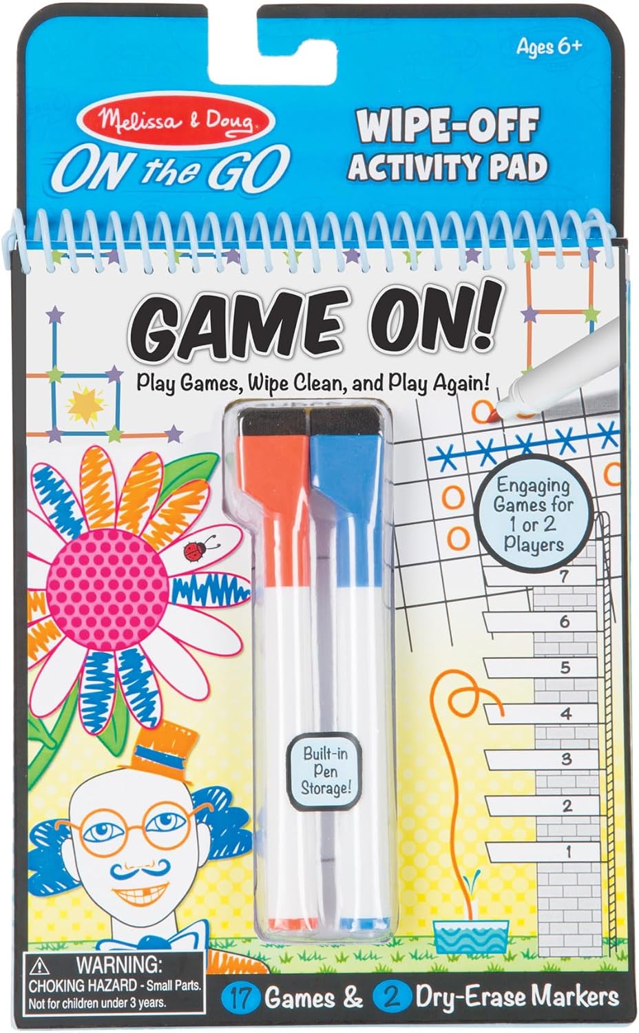 Melissa & Doug Write-On Reusable Games Activity Book - Travel Games and Kids Games With Dry Erase Markers for Kids, Road Trip Activities for Kids, Ages 6+ - FSC Certified