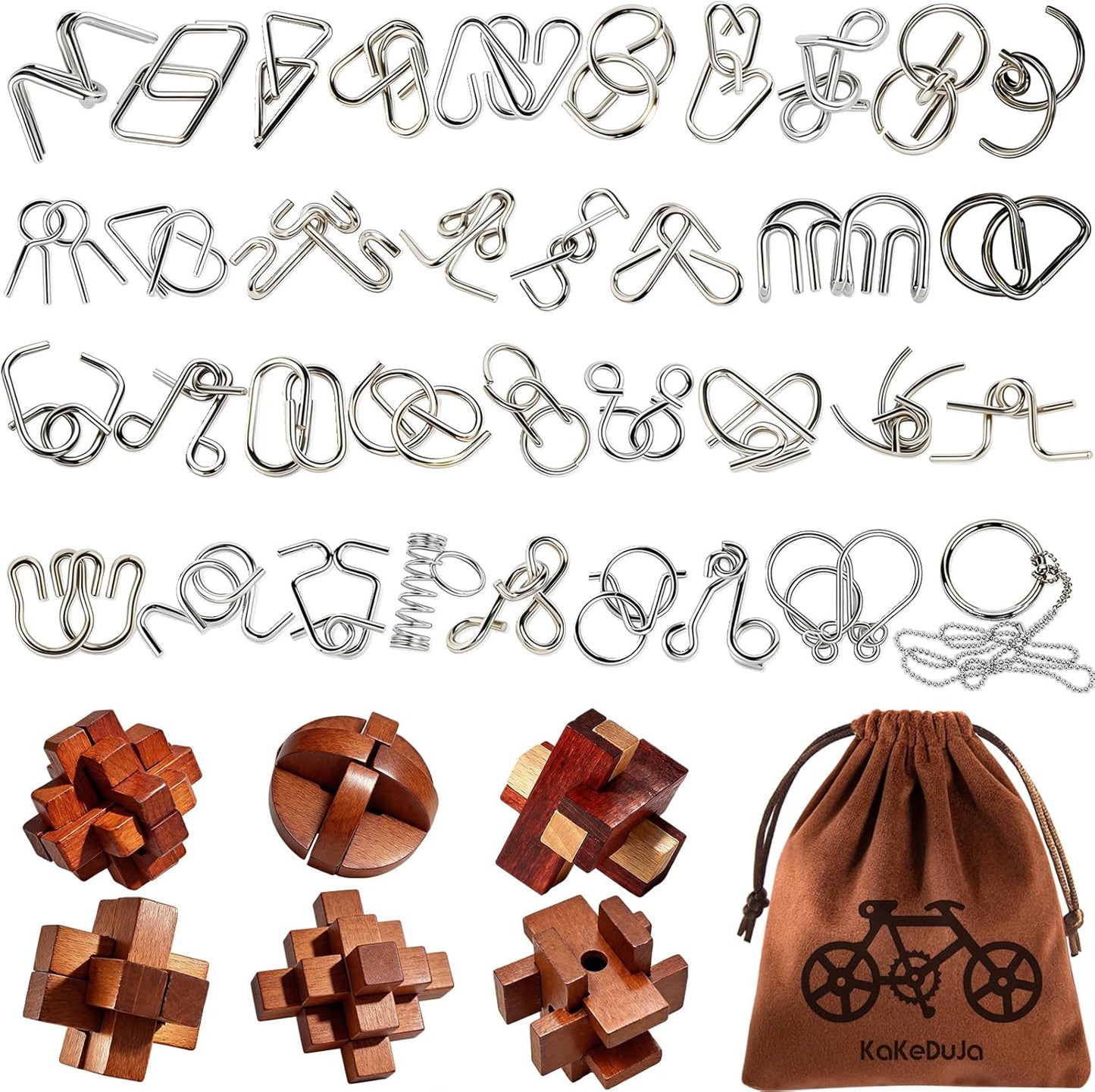 32 Pack Brain Teaser Puzzles & Colorful Easter Eggs - Challenging Metal Wire Puzzles for Kids & Adults - DIY Easter Basket Stuffers, Family Logic Games, Party Favors