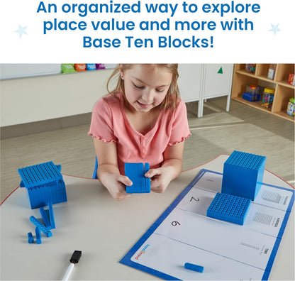 hand2mind Foam Base Ten Blocks Activity Set, Place Value Manipulatives, Base 10 Blocks for Math, Counting Cubes, Math Manipulatives 1st Grade, Small Group Classroom Must Haves (133 Pieces)