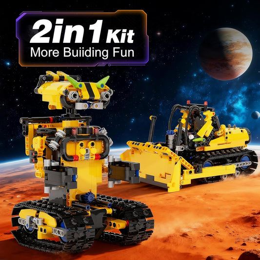 Sciencow 2-in-1 Build a Robot Kit, Remote & APP Controlled Robotic Building Blocks Toys STEM Projects for Kids Ages 8 9 10 11 12 13 14,Chirstmas Birthday Gift for Boys (RC Mars Rover)