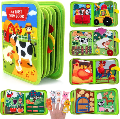Cobelae Busy Book for Toddlers 1-3, Montessori Toys for 1 Year Old, Felt Farm Quiet Activity Book, Educational Busy Board, Toddler Travel Toy for Boys & Girls, Birthday Gift
