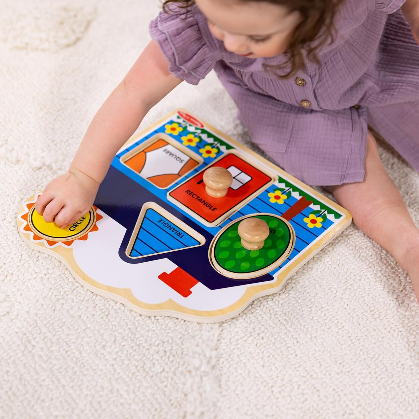 Melissa & Doug Pet Animals Jumbo Knob Puzzle, Wooden Peg Puzzle for Toddlers, Educational Toy for Shape Recognition and Fine Motor Skills, Ages 1+