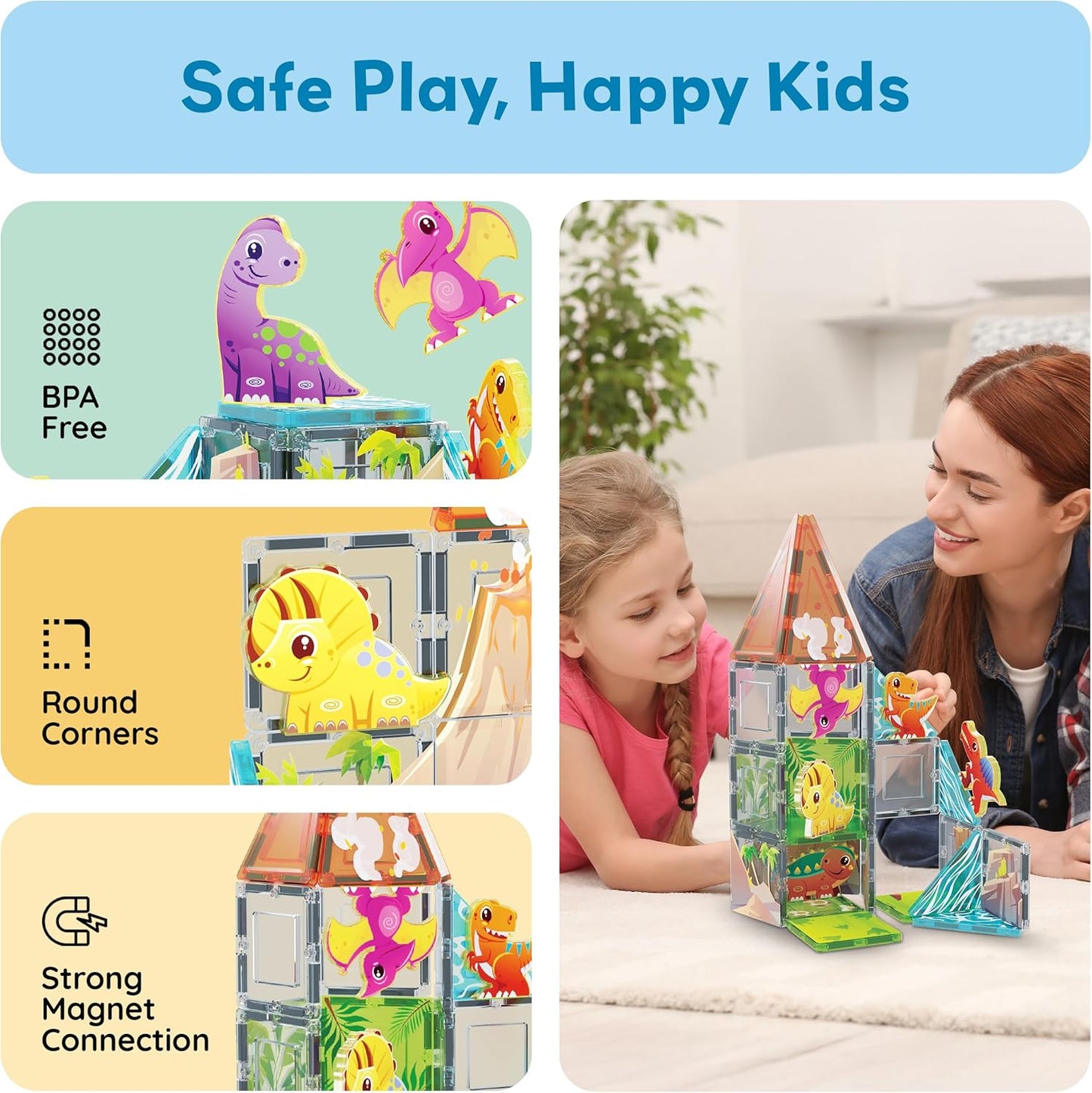 PicassoTiles Magnet Tiles Magnetic Building Blocks Aquarium Marine Animal Theme Set with 8 Character Action Figures Shark Crab Turtle STEM Toys Construction Preschool Toddlers Kids Boys Girls 3+ PTQ15