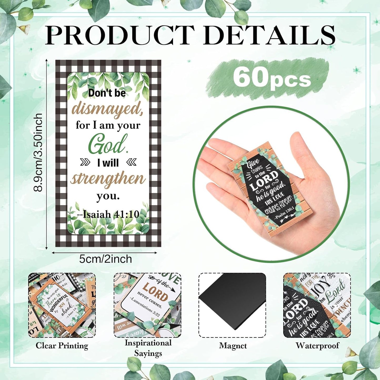 Blosssound 60 Pcs Inspirational Christian Magnets with Bible Verses Religious Refrigerator Magnet Motivational Quotes Fridge Scripture Positive Gifts for Home Office School Locker Decor(Scenery)