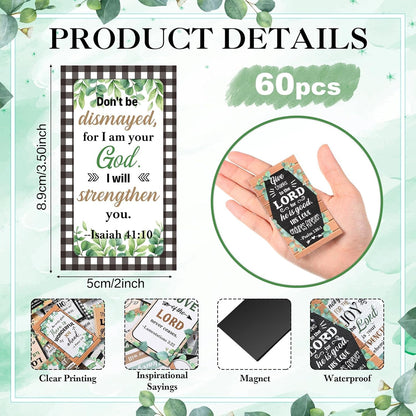 Blosssound 60 Pcs Inspirational Christian Magnets with Bible Verses Religious Refrigerator Magnet Motivational Quotes Fridge Scripture Positive Gifts for Home Office School Locker Decor(Scenery)