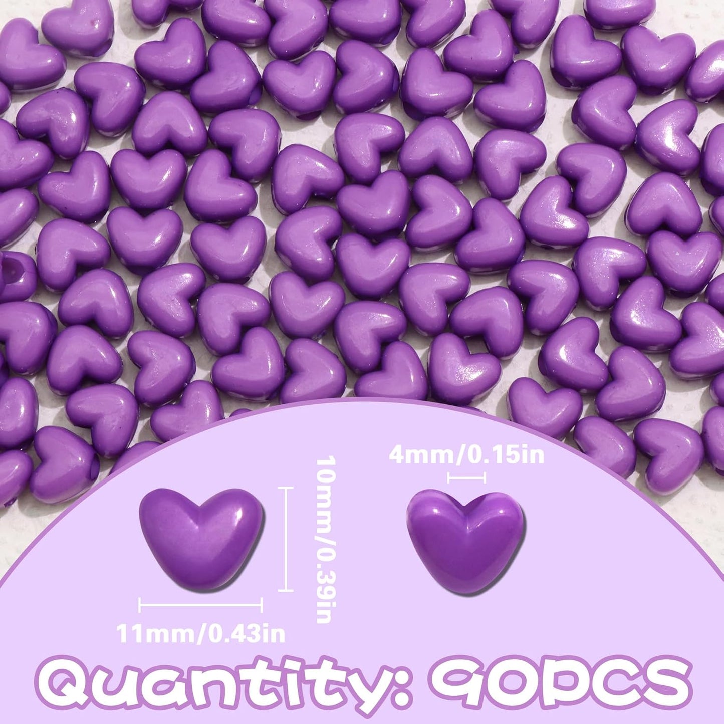 90PCS Light Pink Heart Beads for Braids Hair Jewelry Loc Dreadlock Accessories Cute Heart-Shaped Pony Bead