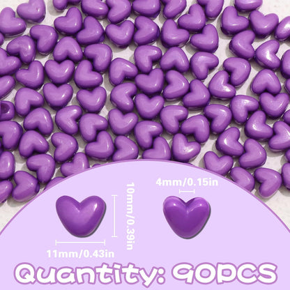 90PCS Light Pink Heart Beads for Braids Hair Jewelry Loc Dreadlock Accessories Cute Heart-Shaped Pony Bead