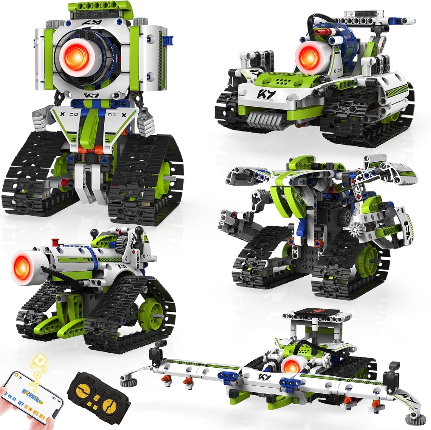 Robot Building Kit with APP/Remote Control STEM Gifts for Boys Age 8-16,Technic Coding Robotic Toys for Kids Birthday, Buildable 5in1 Models with 352+ Pieces