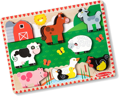 Melissa & Doug Safari Wooden Chunky Puzzle (8 pcs), Educational Screen Free Activity for Toddler, Preschoolers and Kids Ages 2+ - FSC Certified