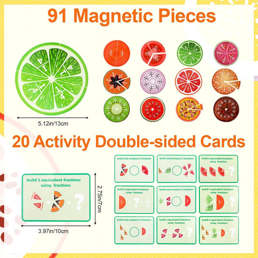 Fraction Tiles & Circles Math Manipulatives 2nd, 3rd, 4th, 5th Grade for Elementary Teachers Fraction Manipulatives School Homeschool Classroom Whiteboard Teaching Supplies
