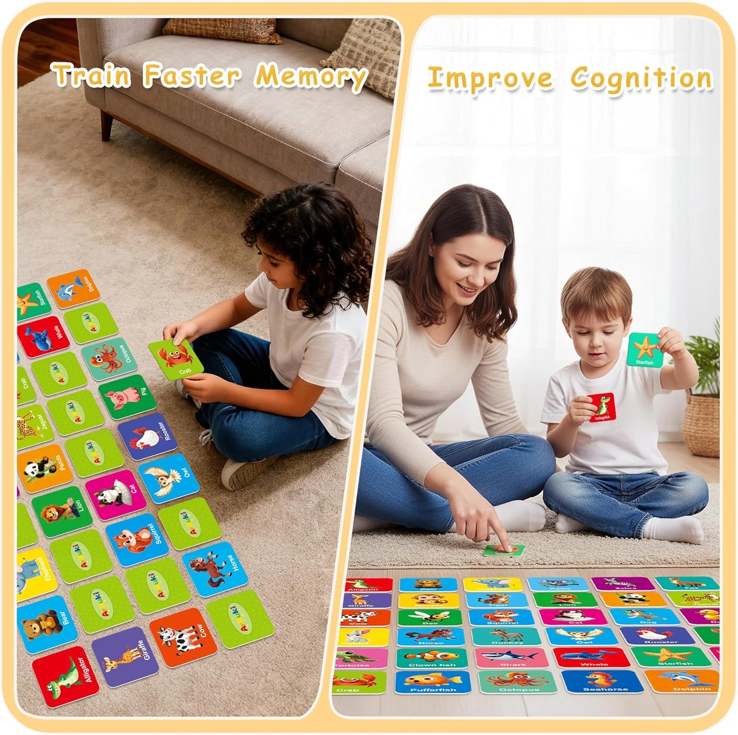 72 PCS Memory Match Game, Animial Matching Game for Kids 3 and up, Enhanced Memory Skills for Toddlers Ages 3 and Up