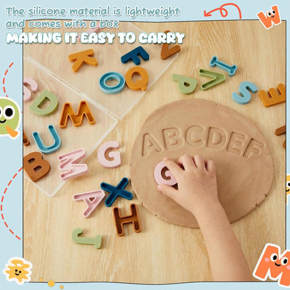 VioraWhite 26 Pcs Food Grade Silicone ABC Letters ( CPC Certified) Soft Children Sensory and Messy Play Alphabet Bath Educational Toy for Toddler Kid Baby Learning Set Birthday Gift for Boy and Girl