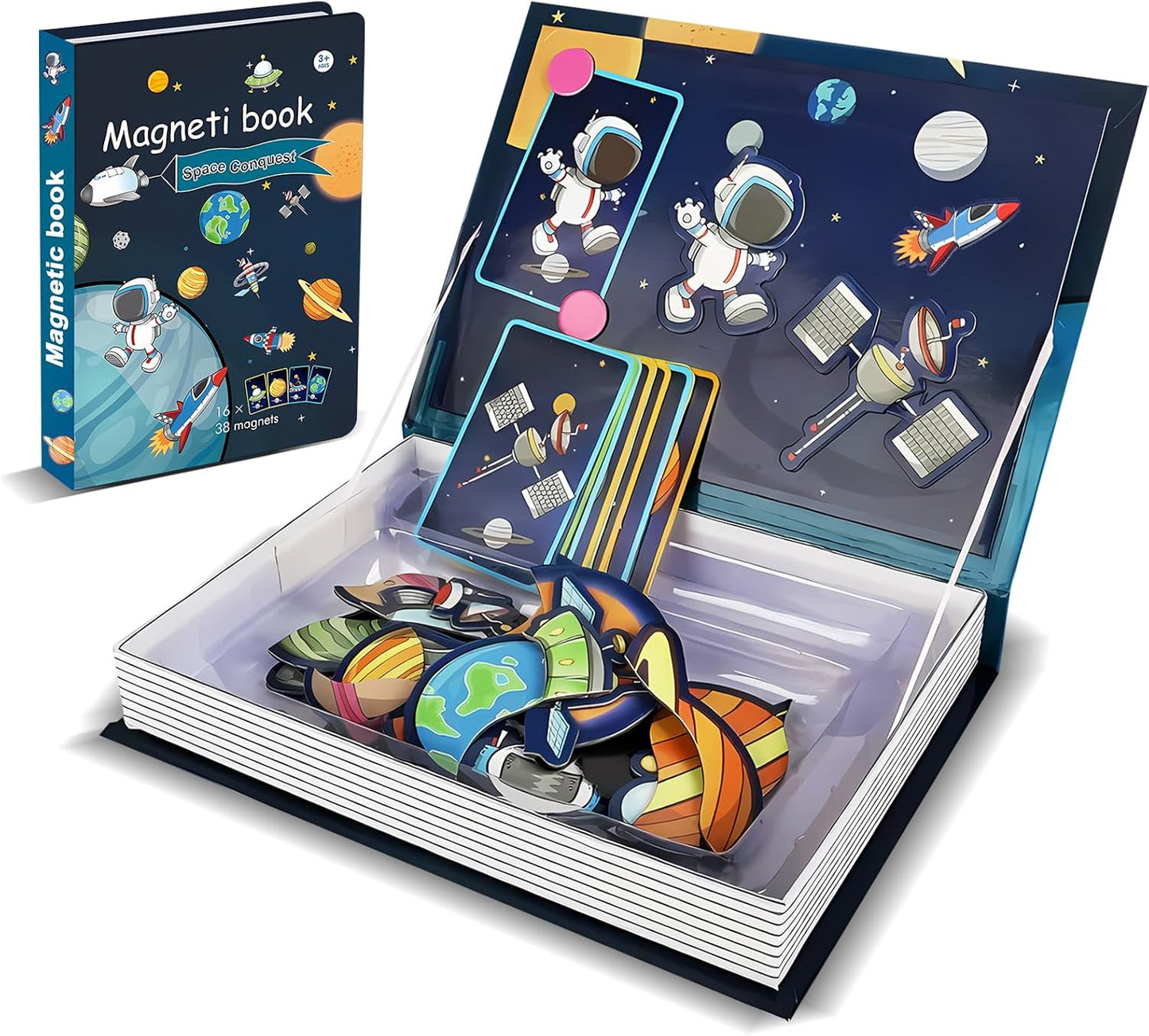 Marble Run for Kids, Vertical Magnetic Marble Maze Track with Doodle Board & Residue-Free Nano-Adhesive, STEM Explorers Brain Teaser Toy for Boys Girls Ages 3-12, Creative Thinking Games Gifts