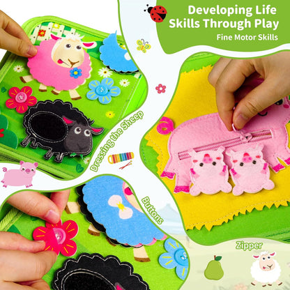 Farm Busy Book for Toddlers 1-3, Busy Board Montessori Toys for 1 Year Old Boys Girls Gifts, Educational Quiet Activity Book with Life Skills, Sensory Toys for Toddlers Baby