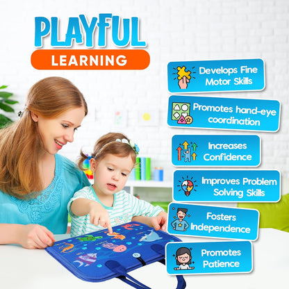 Montessori Busy Board for Toddlers 1-4 Years - Educational Sensory Toy for Fine Motor Skills & Learning Activities - Travel-Friendly Preschool Toy for Boys & Girls, Travel Toy for Kids