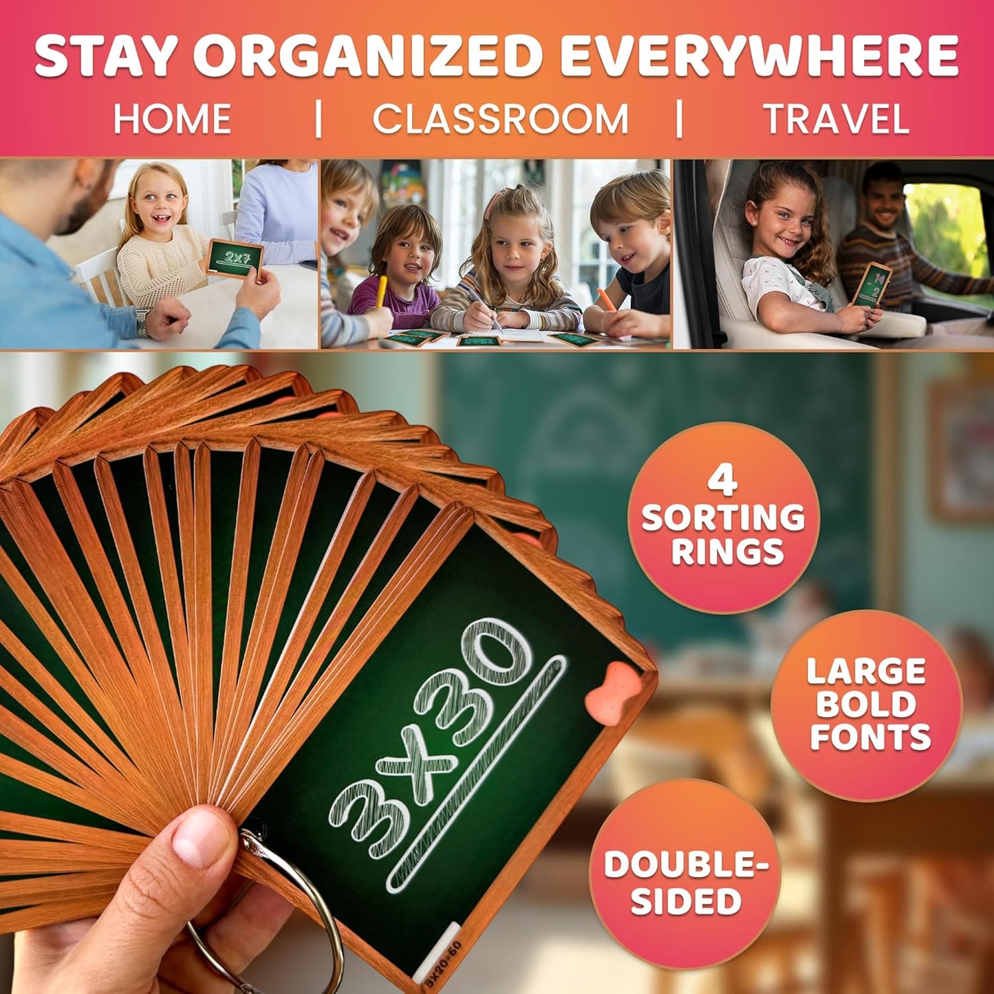 QUOKKA Multiplication and Division Flash Cards for Kids Ages 4-8 – 338 Math Flashcards for Kids 5-7 - Visual Aids | Sorting Rings | Reference Cards – Math Games 1st to 3rd Grade for Classroom & Home