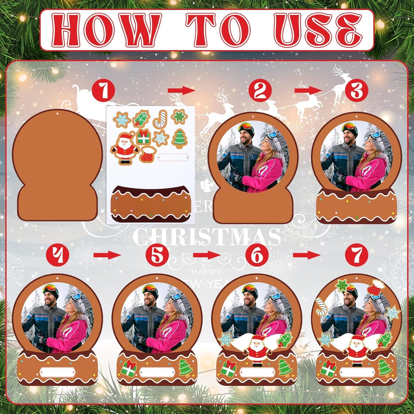 Barydat 24 Set Winter Picture Frame Craft Kits Paper Snow Globe Crafts for Kids Bulk Christmas Tree Ornament DIY Winter Photo Frame Crafts for Home Classroom Activities Party Decoration