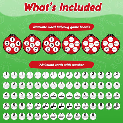Kasfalci Number Games for Kids Toddlers,Ten Frame Set,Math Games,Math Manipulative,Addition & Subtraction Flash Cards,Ladybug Counting Toys,Matching Board Games,Preschool Classroom Must Haves