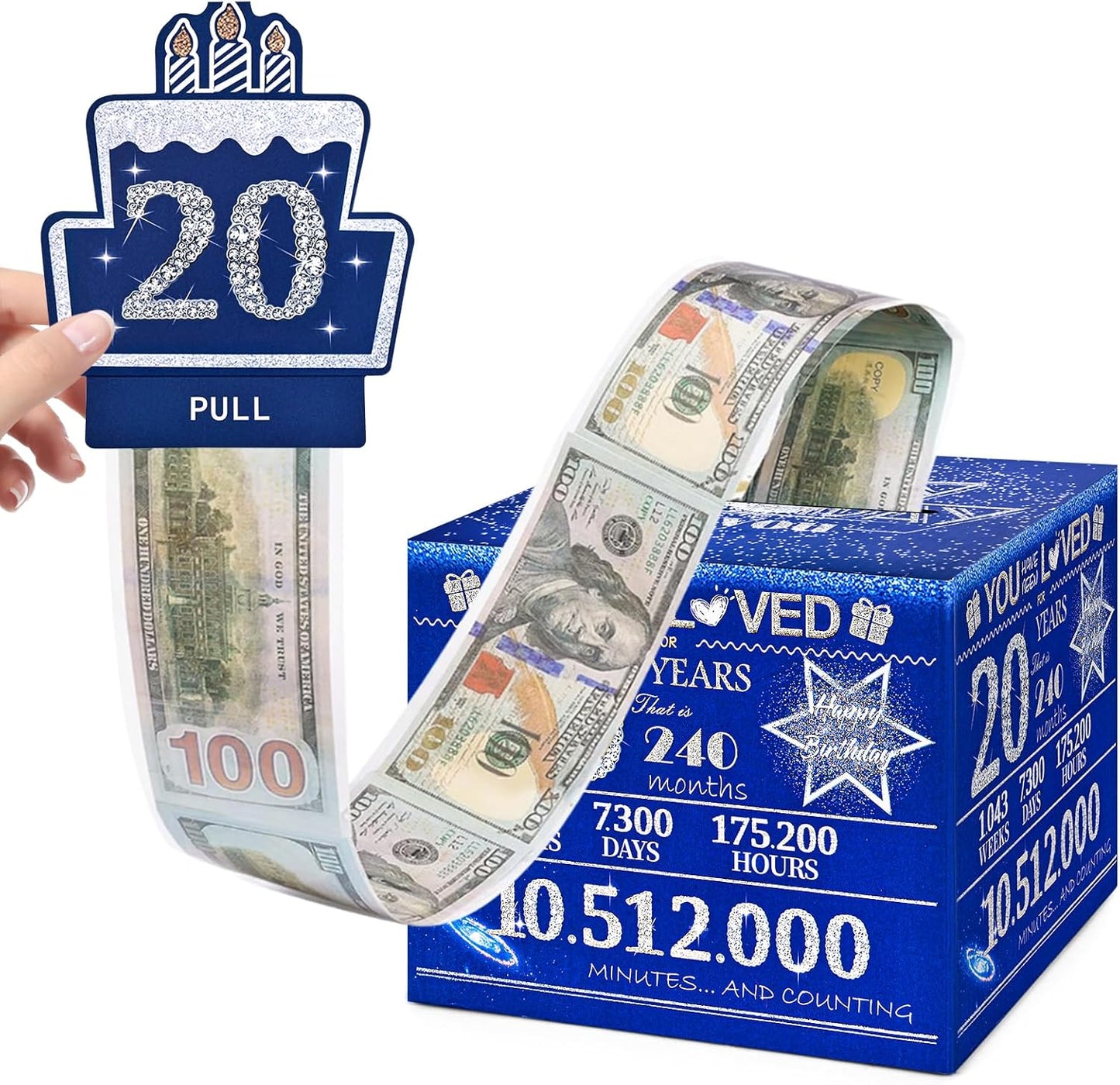 10 Happy Birthday Money Box for Cash Gift, 10th Birthday Decorations for Boys and Girls, Gifts for 10 Year Old Boy, Boy Gift Ideas, Cool Things for Teen -Blue with 100PCS Bags