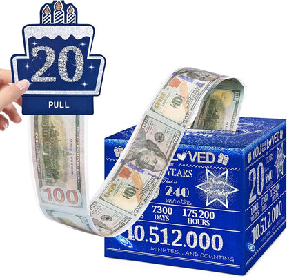 10 Happy Birthday Money Box for Cash Gift, 10th Birthday Decorations for Boys and Girls, Gifts for 10 Year Old Boy, Boy Gift Ideas, Cool Things for Teen -Blue with 100PCS Bags