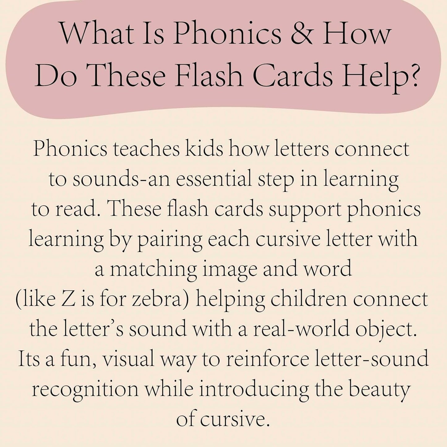 Phonics Cursive Alphabet Flash Cards by Maritas - Durable, Thick & Vibrant - A Must-Have for Preschool, Homeschool & Classroom Learning -Ages 3+