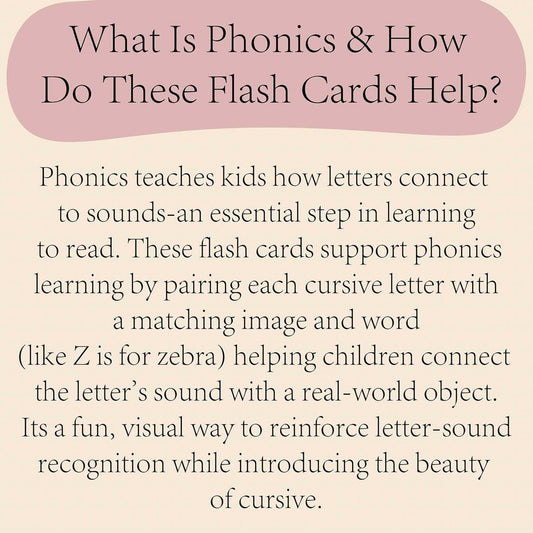 Phonics Cursive Alphabet Flash Cards by Maritas - Durable, Thick & Vibrant - A Must-Have for Preschool, Homeschool & Classroom Learning -Ages 3+