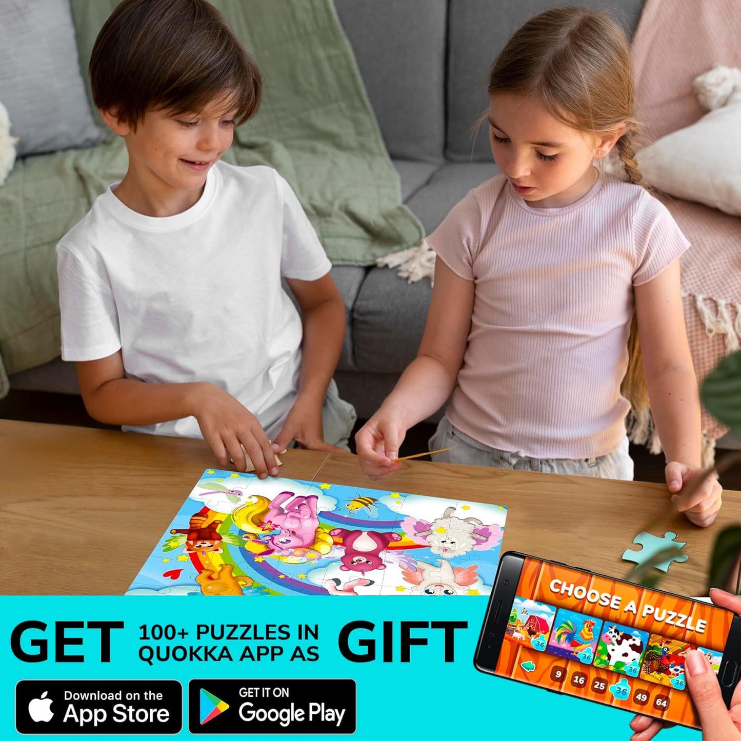 QUOKKA Puzzles for Kids Ages 4-6 – 4 x 48 Pieces Jigsaw Puzzles for Toddlers 2-4 – Children's Game Ages 3-5 for Learning Farm Animals – Educational Preschool Toy for Boys and Girls 4-8 Years Old