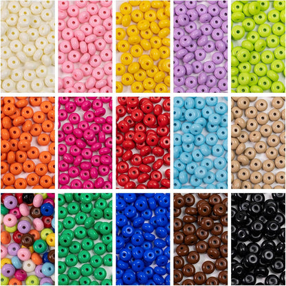 500PCS 8mm Acrylic Lentil Beads, White Abacus Beads Loose Beads for Crafts, Acrylic Spacer Beads for Jewelry Bracelet Necklace Making, Beads for Pens Charms Crafts, Small