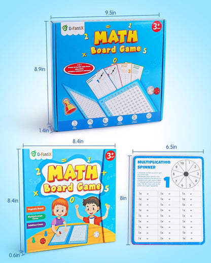 D-FantiX Magnetic Addition Multiplication Game Board, Math Games for Kids 8-12, Math Manipulatives for Elementary School, Montessori Learning Toys for Homeschool Classroom
