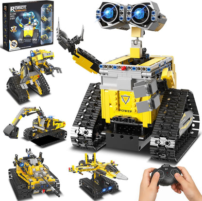 5-in-1 Remote Control Robot Building Kit, 724 Pcs Buildable Model Engineering Toys, No Coding Needed, Creative Ideal Gift for Boys Girls Kids Ages 8 9 10 11 12 13 Year Old